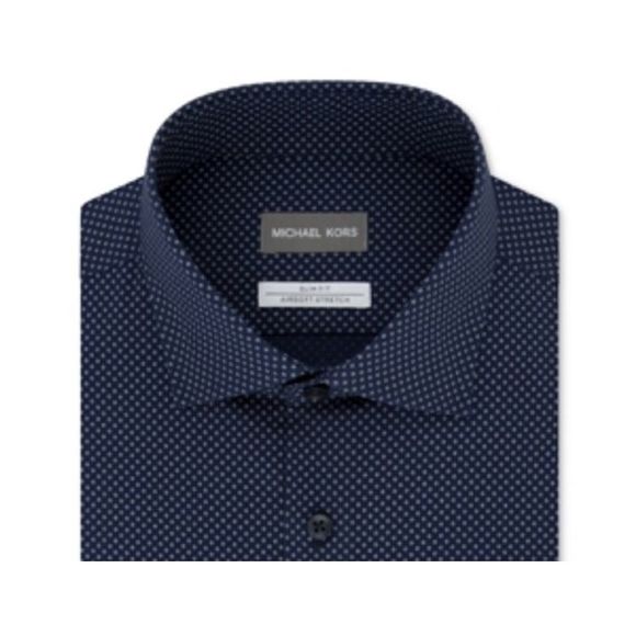 Michael Kors Men's Stretch Moisture WickingPrint Dress Shirt Blue Size XL - Picture 2 of 3